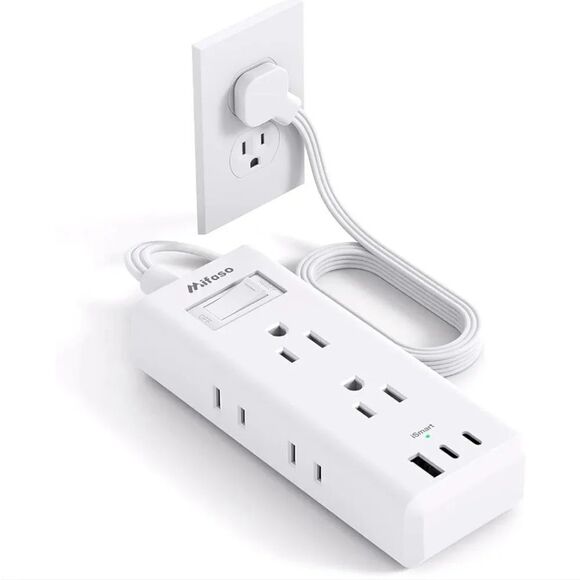 Travel 5 Foot 9 in 1 Power Strip And Type C Plug Adapter Cruise Bundle - Picture 12 of 16